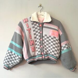 80s Pastel Sherpa Korean Sweater Jacket